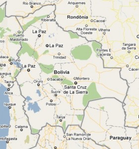 Map of Bolivia (courtesy of Google Maps)